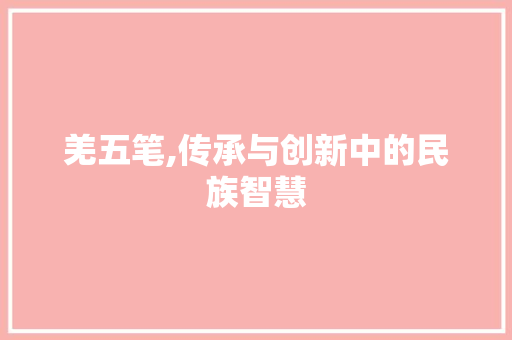 羌五笔,传承与创新中的民族智慧