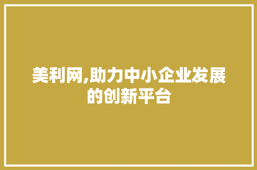 美利网,助力中小企业发展的创新平台