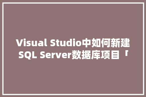 Visual Studio中如何新建SQL Server数据库项目「数据库连接visual studio」 Visual Studio中如何新建SQL Server数据库项目「数据库连接visual studio」 建站教程