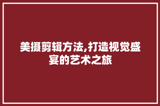 美摄剪辑方法,打造视觉盛宴的艺术之旅