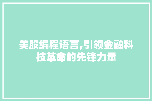 美股编程语言,引领金融科技革命的先锋力量