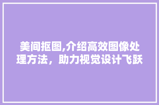 美间抠图,介绍高效图像处理方法，助力视觉设计飞跃