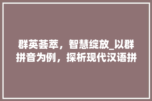 群英荟萃，智慧绽放_以群拼音为例，探析现代汉语拼音的传承与创新