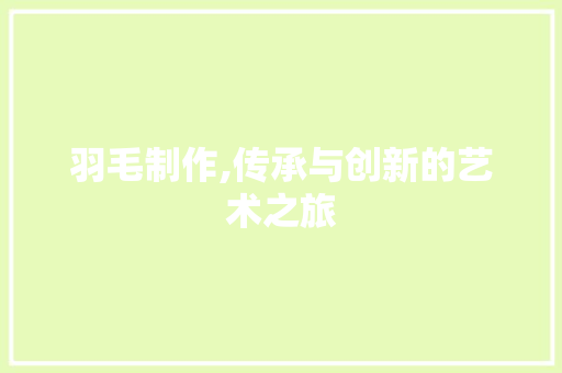 羽毛制作,传承与创新的艺术之旅