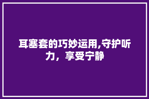 耳塞套的巧妙运用,守护听力，享受宁静