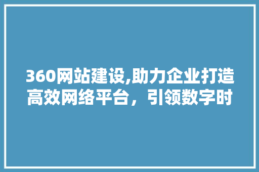 360网站建设,助力企业打造高效网络平台，引领数字时代潮流