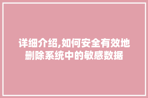 详细介绍,如何安全有效地删除系统中的敏感数据