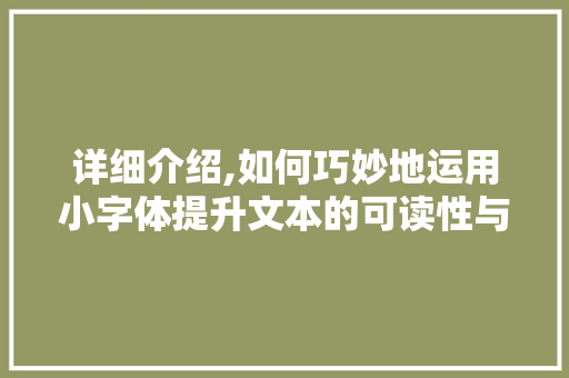 详细介绍,如何巧妙地运用小字体提升文本的可读性与美感