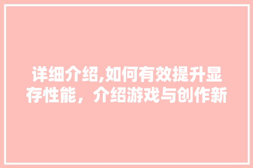 详细介绍,如何有效提升显存性能，介绍游戏与创作新境界