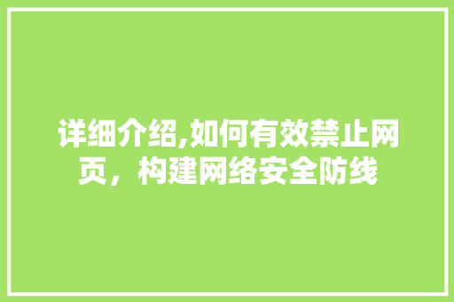 详细介绍,如何有效禁止网页，构建网络安全防线