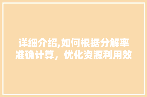 详细介绍,如何根据分解率准确计算，优化资源利用效率