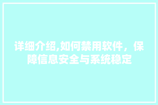 详细介绍,如何禁用软件，保障信息安全与系统稳定