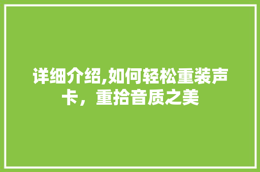详细介绍,如何轻松重装声卡，重拾音质之美