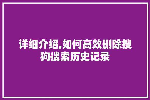 详细介绍,如何高效删除搜狗搜索历史记录