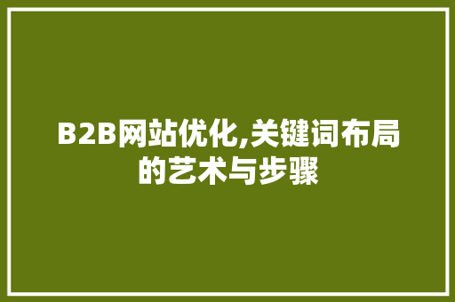 B2B网站优化,关键词布局的艺术与步骤