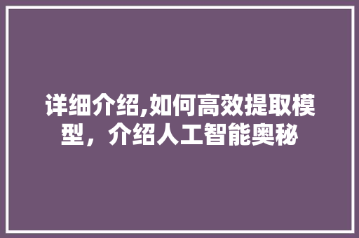 详细介绍,如何高效提取模型，介绍人工智能奥秘