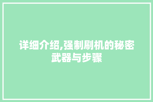 详细介绍,强制刷机的秘密武器与步骤 建站教程