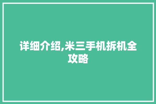 详细介绍,米三手机拆机全攻略