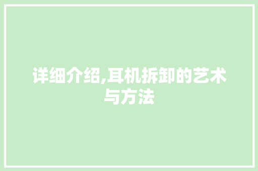 详细介绍,耳机拆卸的艺术与方法