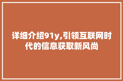 详细介绍91y,引领互联网时代的信息获取新风尚 SEO教程