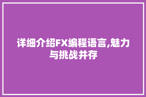 详细介绍FX编程语言,魅力与挑战并存 建站教程