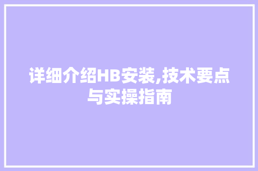 详细介绍HB安装,技术要点与实操指南