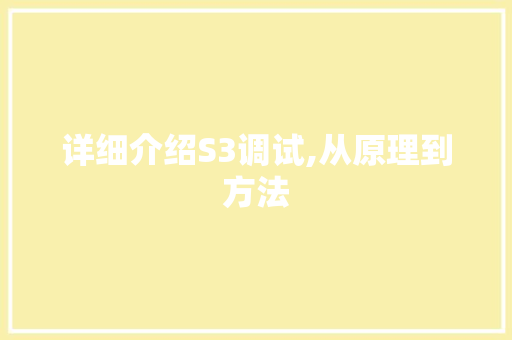 详细介绍S3调试,从原理到方法