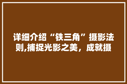 详细介绍“铁三角”摄影法则,捕捉光影之美，成就摄影佳作