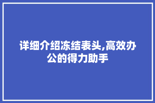 详细介绍冻结表头,高效办公的得力助手