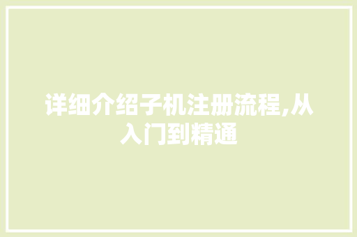 详细介绍子机注册流程,从入门到精通