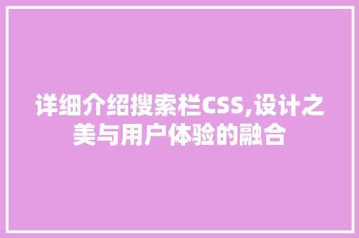 详细介绍搜索栏CSS,设计之美与用户体验的融合