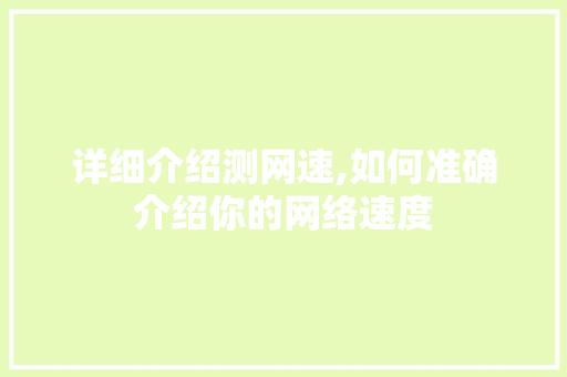 详细介绍测网速,如何准确介绍你的网络速度 建站教程
