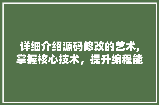 详细介绍源码修改的艺术,掌握核心技术，提升编程能力