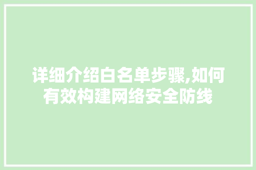 详细介绍白名单步骤,如何有效构建网络安全防线 WordPress教程