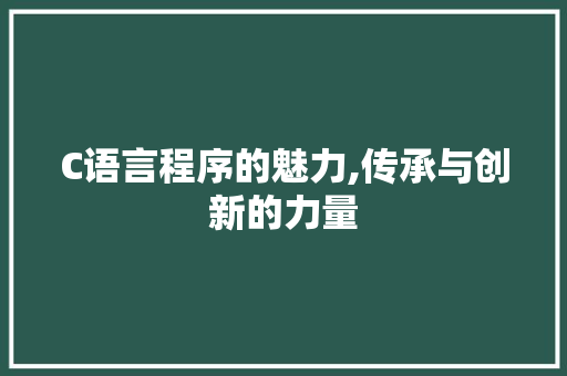 C语言程序的魅力,传承与创新的力量