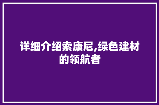 详细介绍索康尼,绿色建材的领航者