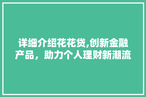 详细介绍花花贷,创新金融产品，助力个人理财新潮流 建站教程
