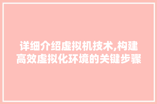 详细介绍虚拟机技术,构建高效虚拟化环境的关键步骤 服务器/数据库