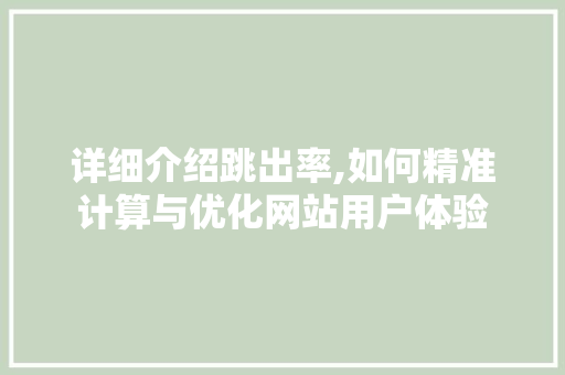详细介绍跳出率,如何精准计算与优化网站用户体验
