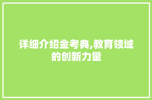 详细介绍金考典,教育领域的创新力量