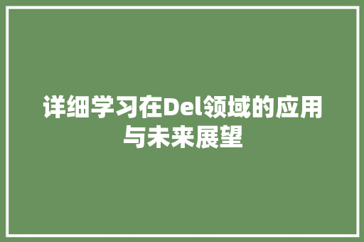 详细学习在Del领域的应用与未来展望