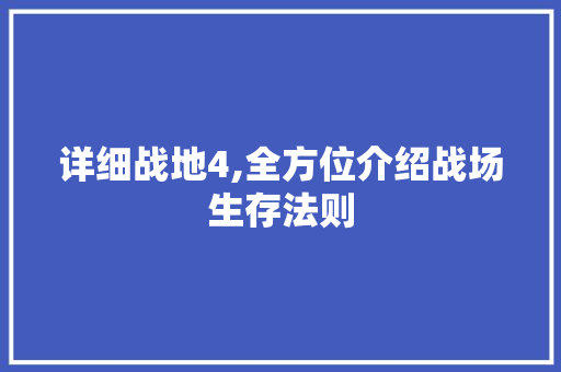 详细战地4,全方位介绍战场生存法则