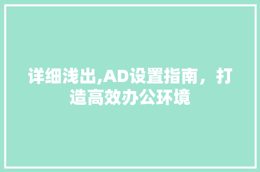 详细浅出,AD设置指南，打造高效办公环境 友链在线