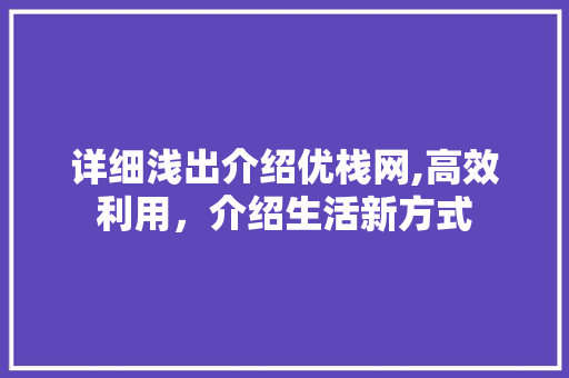 详细浅出介绍优栈网,高效利用，介绍生活新方式