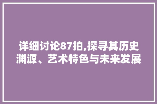 详细讨论87拍,探寻其历史渊源、艺术特色与未来发展趋势