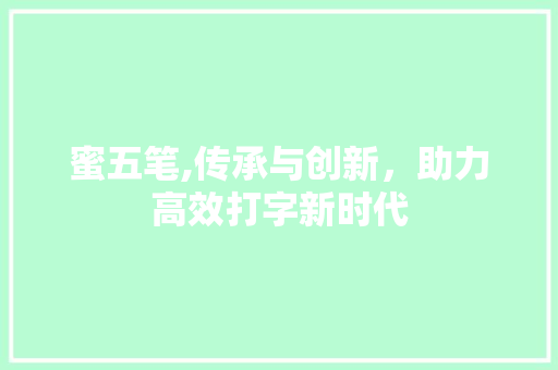蜜五笔,传承与创新，助力高效打字新时代