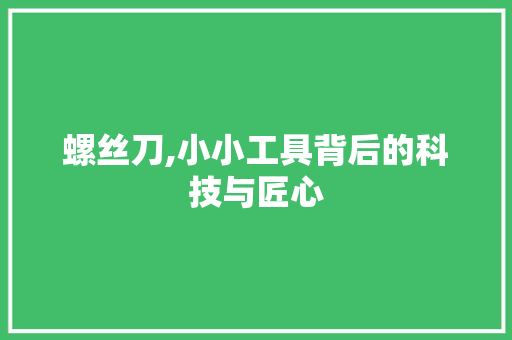 螺丝刀,小小工具背后的科技与匠心