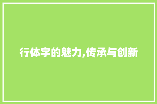 行体字的魅力,传承与创新