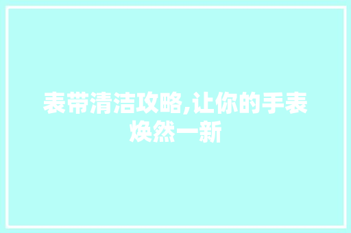 表带清洁攻略,让你的手表焕然一新