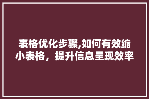 表格优化步骤,如何有效缩小表格，提升信息呈现效率